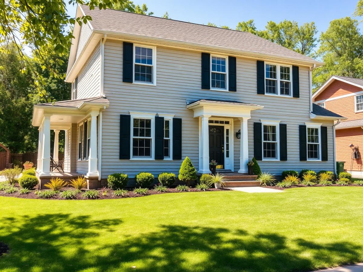 Home with new fiber cement siding and gutters